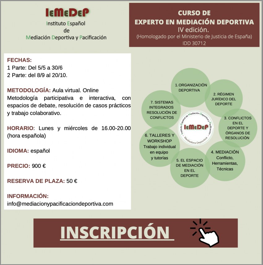 IV Curso de experto en mediación deportiva