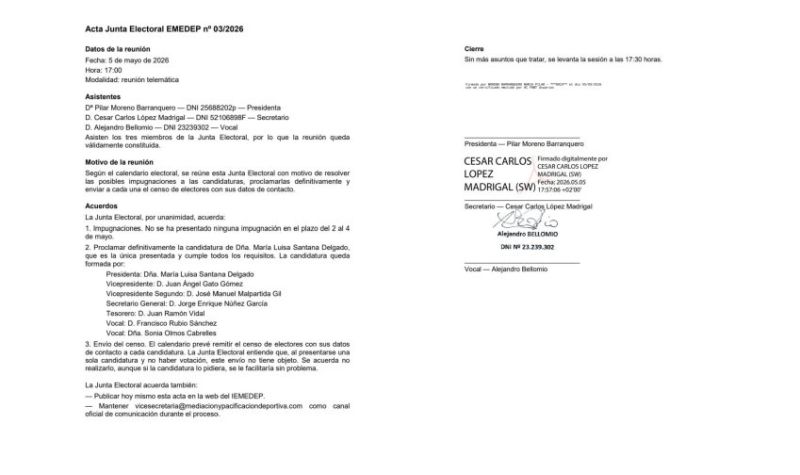 Acta Junta Electoral IEMEDEP 03 20261