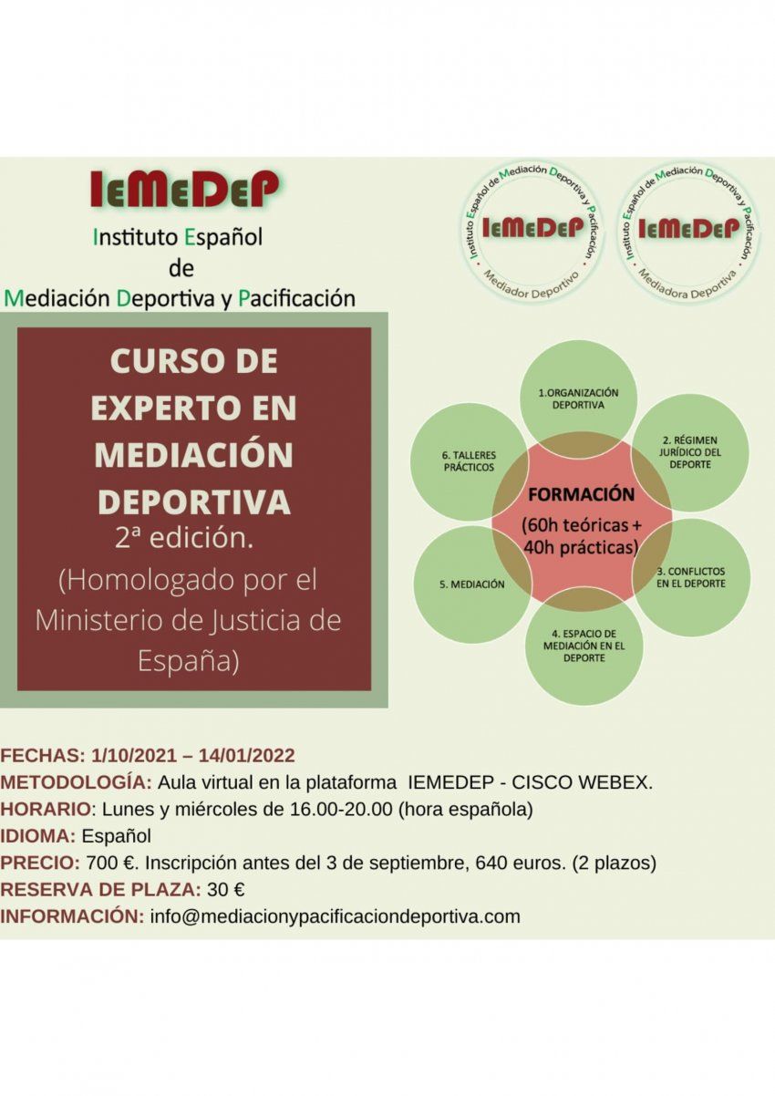 II EDICIÓN CURSO DE MEDIACIÓN DEPORTIVA