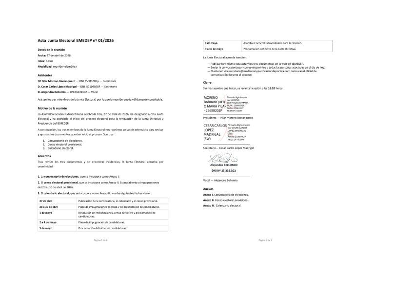 Acta Junta Electoral IEMEDEP 01 2026 1
